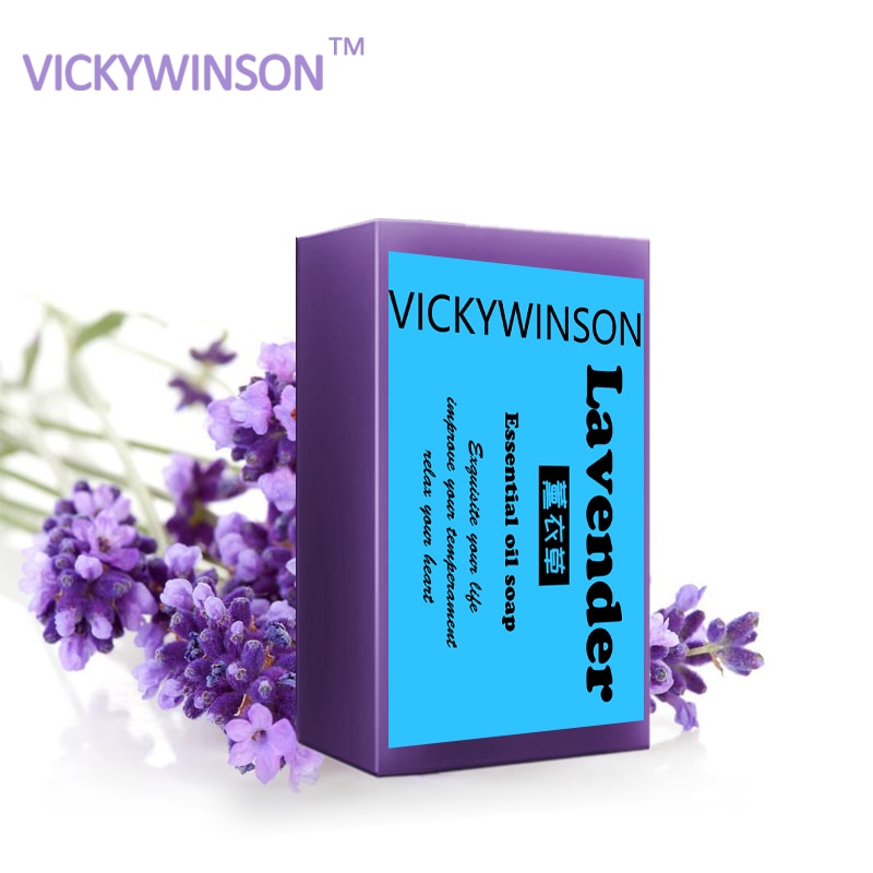 VICKYWINSON Natural Lavender Essential Oils Handmade Soap Whitening Skin Remove Acne Cleaning Dirt Anti Aging Men/women XZ10