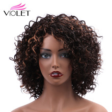 VIOLET 10"Inch Brazilian Deep Wave Human Wig for Black Women Non-Remy 100% Human Wig Ombre Colors Medium Ratio