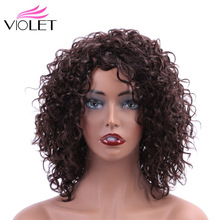 VIOLET Brazilian Brown Deep Wave Wig Medium Ratio 10 Inch Non-Remy Short Human Wigs For Black Women 100% Human Hair Wig #1B#2