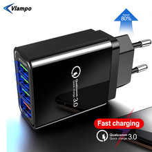 VLAMPO 3.1A 4 Port USB Charger Quick Charge 3.0 US/EU/UK For Samsung iPhone XiaoMi Huawei Universal Wall Adapter Fast Charging
