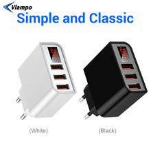 VLAMPO Digital Display Phone Charger 3 Port USB 3.4A Smart Fast Charger Travel Wall Charger Adapter For iPhone Samsung Xiaomi