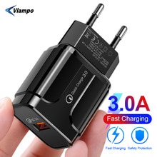 VLAMPO Quick Charge 3.0 USB Charger QC 3.0 Fast Charging EU US Plug Adapter Wall Mobile Phone Charger For iPhone Samsung Xiaomi