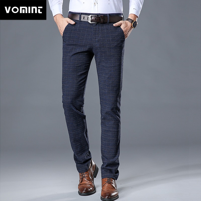 VOMINT 2020 New High Quality Men's Elastic Casual Pants Mens Business Dress Slim Jogger Stretch Long Trouser Male Suit Pants