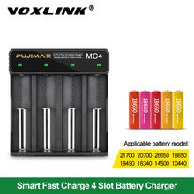 VOXLINK 18650 battery charger 4 slots USB cable fast charging 26650 18350 14500 26500 22650 Li-ion Rechargeable Battery charger