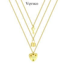 Valentine Gift Gold Heart Lock Key Multi Layer Necklaces For Women Girls Fashion Letter Custom Lover Necklace Jewelry Wholesale