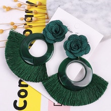 Vintage Tassel Earrings for women christmas big statement drop earrings jewelry earrings bohemian geometric green red earrings