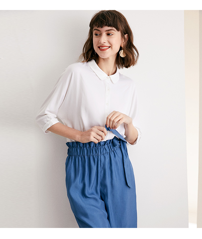 WOmen autumn new solid color white shirt long sleeve casual shirts