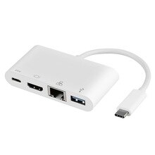 White Easy to Use & Carry USB 3.1 Type-C to USB 3.0 + HDMI(1080P@60HZ)+Gigabit Ethernet +Type-C Charging Adapter