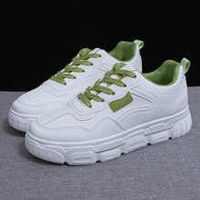 White Flat Shoes Woman 2020 Spring New Casual Lace-Up Sports Shoes Female Leisure PU Running Flats Ladies Fashion Sneakers Women