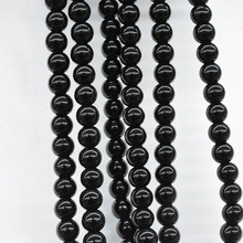 Wholesale 4-12 Mm Natural Stone Beads Smooth Round Black Onyx Loose Beads for Jewelry Making Diy Bracelet Necklace Pick Size