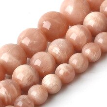Wholesale AAA+ Natural Stone Beads Orange Moonstone Round Loose Stone Beads For Jewelry Making DIY Bracelet Necklace 15 Inch