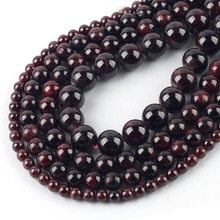 Wholesale Natural Dark Red Garnet Round Loose Stone Jewelry Beads 15.5" Pick Size 4mm 6mm 8mm 10mm 12mm