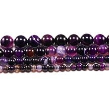 Wholesale Natural Purple Banded Agates Natural Stone Round Beads For Jewelry Making DIY Bracelet Necklace 4 6 8 10 12 mm Strand