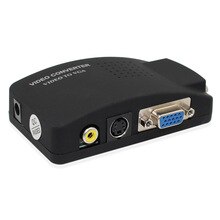 Wholesale PC Laptop Composite Video TV RCA Composite S-Video AV In To PC VGA LCD Out Converter Adapter Switch Box Black