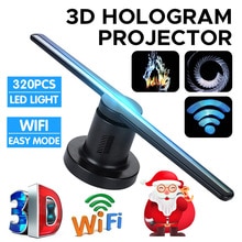 WiFi 3D Hologram Advertising Dispaly Projector Light LED Fan Holographic Imaging Lamp 3D Remote Hologram Player 42cm 16G TF
