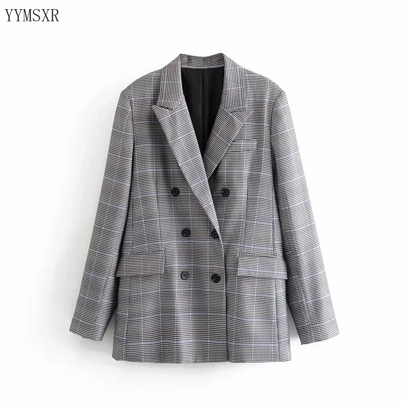 Wild Women's Blazer Feminine Jacket 2020 new temperament casual plaid long sleeve ladies coat Female Small suit high quality