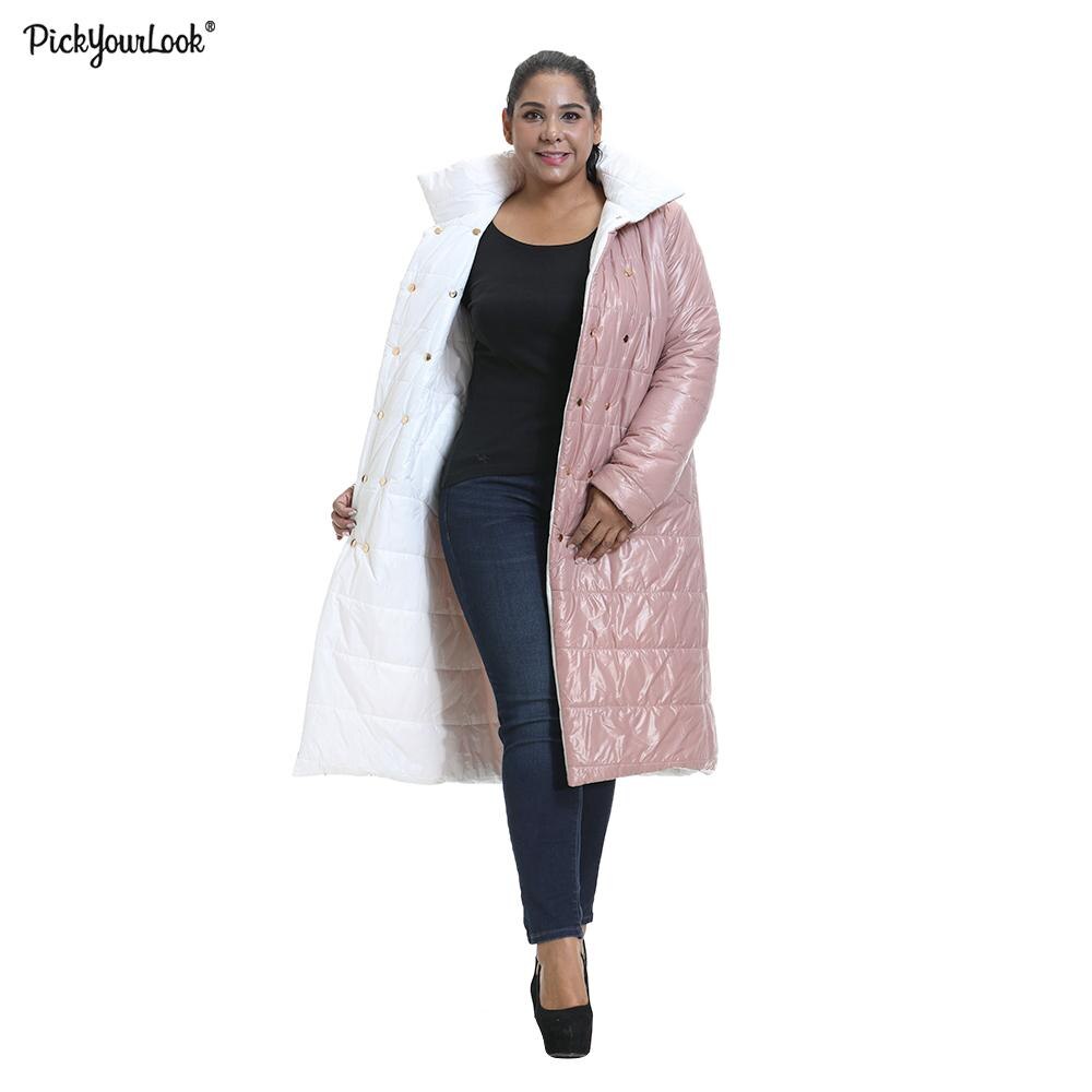 Winter Plus Size Women Thick Glossy Parka Double-sided Wear Coat jacket Women L-6XL High collar Warm windbreake Jacket D30