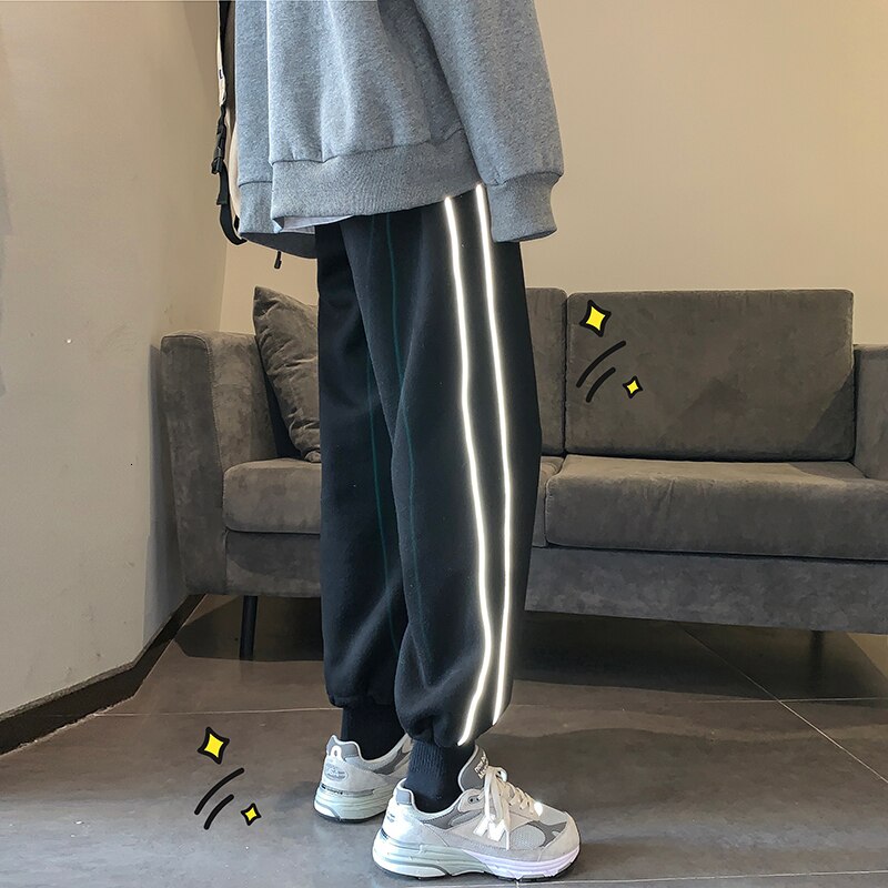 Winter Plus Velvet Thick Sweatpants Men's Fashion Solid Color Casual Joggers Pants Streetwear Hip Hop Loose Straight Trousers