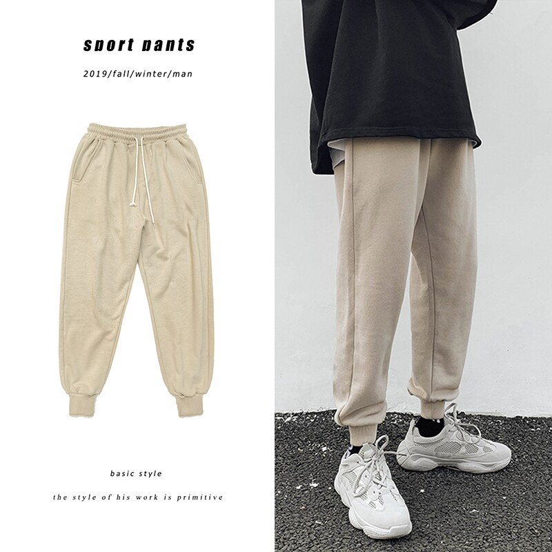 Winter Plus Velvet Thick Sweatpants Men's Warm Fashion Solid Color Casual Joggers Pants Men Streetwear Loose Gym Track Trousers