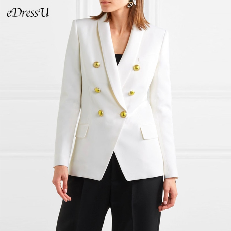 Women Blazer Office Lady Jacket White Shawl Collar Lady Blazer High Quality Elegant Outwear Fit Coat Women Jacket HYG-2015