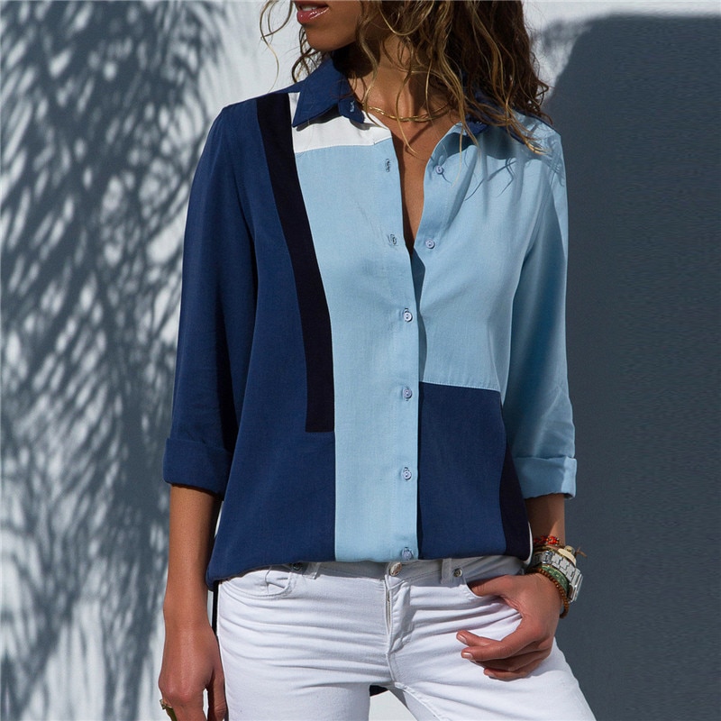 Women Blouses 2019 Fashion Long Sleeve Turn Down Collar Office Shirt Chiffon Blouse Shirt Casual Tops Plus Size 3XL