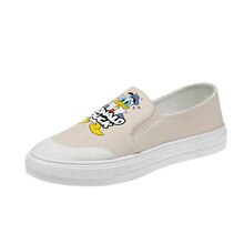 Women Canvas Shoes 2020 Spring Autumn New Fashion Slip on Shallow Loafers Ladies Cartoon Doodle Casual Sports Flat Sneaker Woman