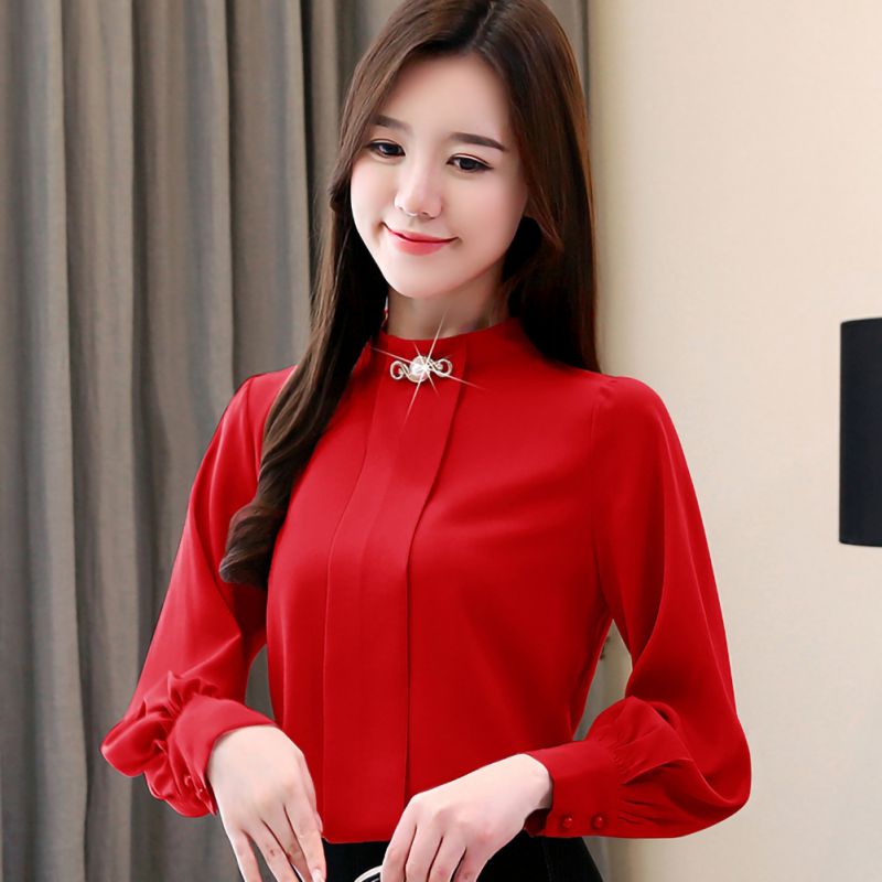 Women Fashion Long Sleeve Women Blouses Blusas Office Ladies Shirts White Chiffon Blouses