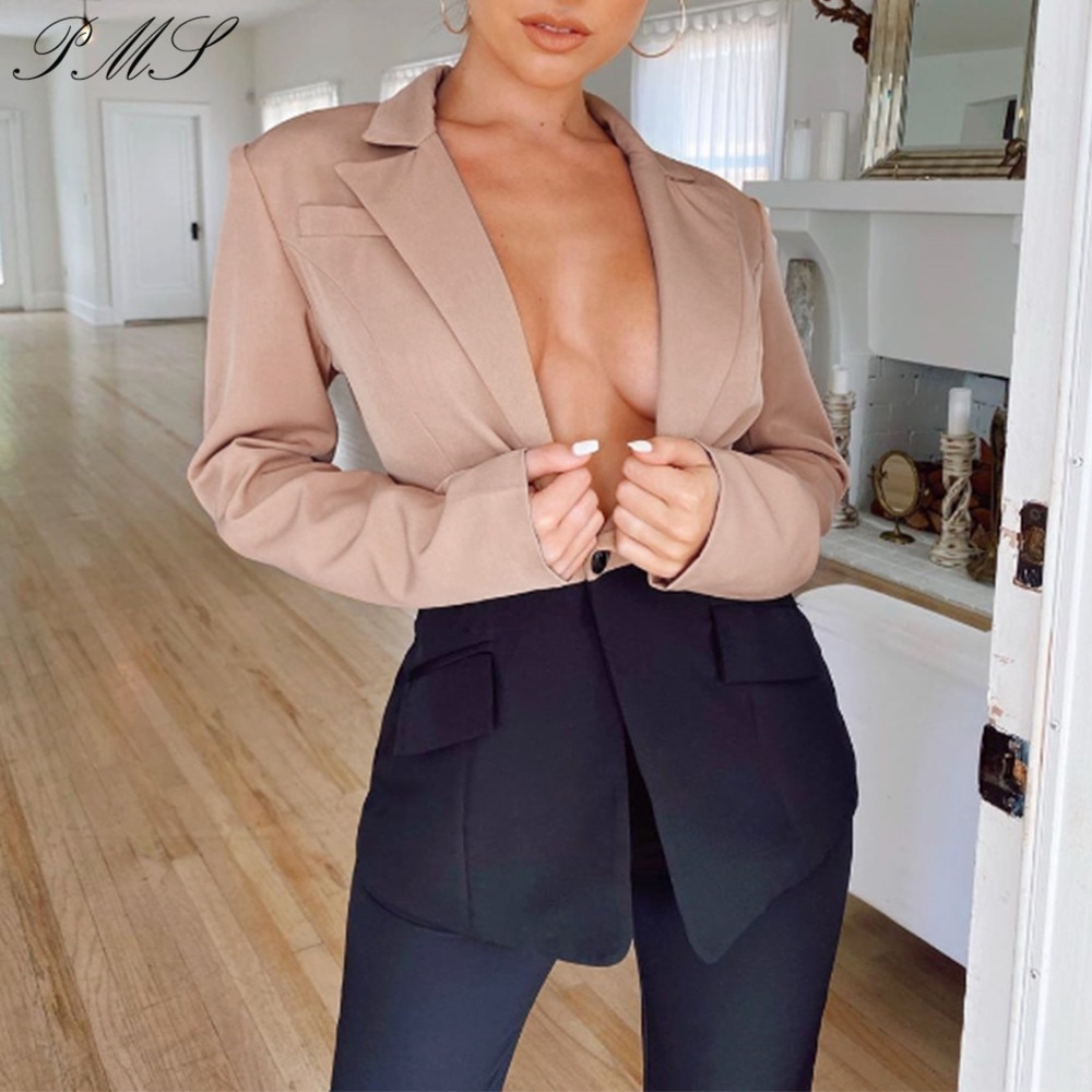 Women Jacket and Coat Fashion Office Ladies Patchwork Women Blazer Notched Collar Khaki Black Jacket Open Stitch Officewear D30