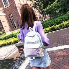 Women Laser Hologram PVC Backpacks Girls Shoulder School Backpack Female Small Leather Holographic Travel Bag Mochila Feminina