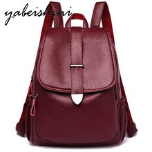 Women Leather Backpacks 3-in-1 Vintage traveling backpack Clamshell School Bags For Female Shoulder Bag Mochilas Mujer Sac a Dos