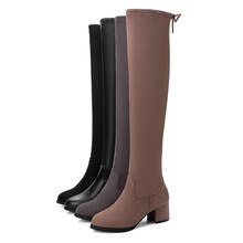 Women Leather Overknee Boots 2019 Autumn Winter Fashion Plus Velvet Warm Womens Long Boots Round Head Over Knee High Boots Woman