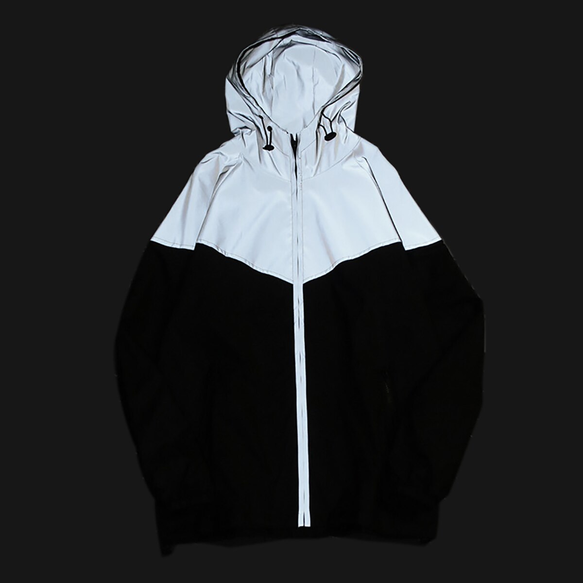 Women Light Reflective Jacket Men Fluorescent Jackets Students Lover Windbreak Hooded Couples Hip Hop Night Streetwear Outwear