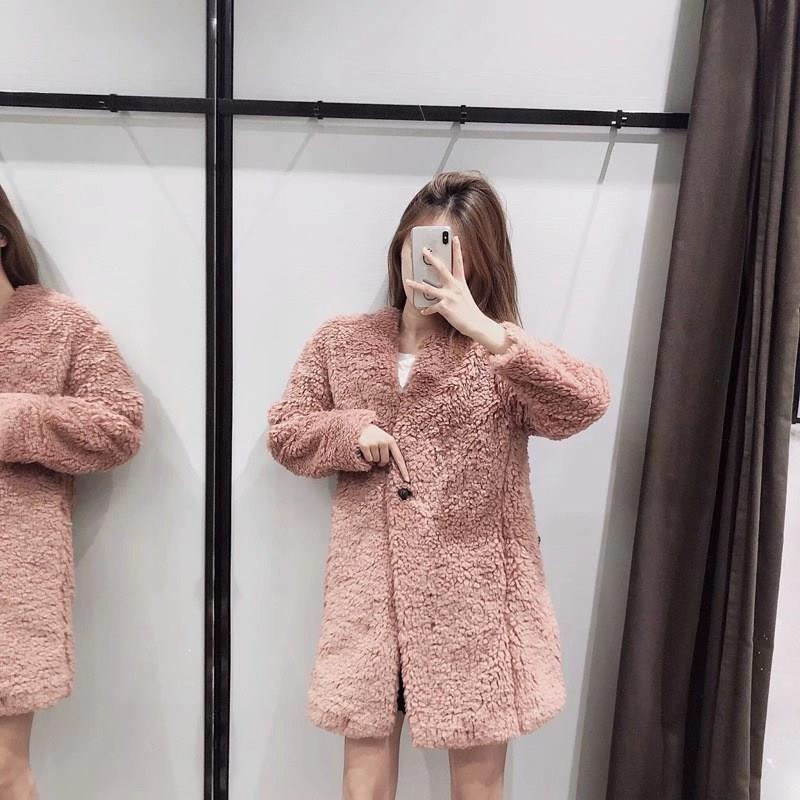 Women Long Sleeve Fleece Lamb Jacket Winter Warm V-Neck Faux Fur Jacket Loose Coat Casual Solid Long Outwear
