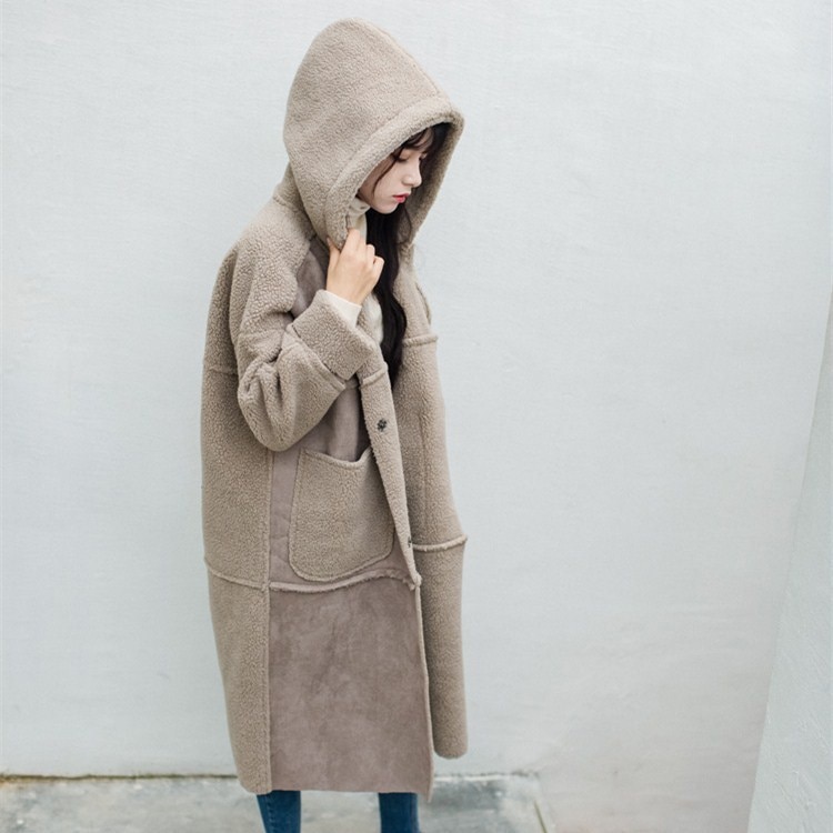 Women Long Sleeve Warm Coats Hooded Casual Fur Pockets Faux Suede Outerwear Winter Turn-Down Collar Long Parkas