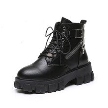 Women Martin Boots Winter New Fashion Waterproof Non Slip PU Warm Booties Female Side Zipper Casual Black Furry Flat Shoes Woman