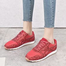 Women Spring Summer Sneakers Thick Platform 4CM Lace Up Shining Sport Shoes Pink Blue Black Dad Flat Chunky Sneakers Shoes Women