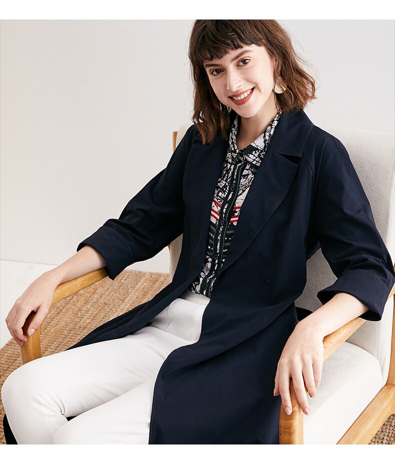 Women Windbreaker jacket cropped sleeve suit collar spring and autumn coat
