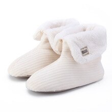 Women Winter Warm Indoor Fur slippers for girls Memory Foam Short plush Non slip Ankle Striped Home slippers women