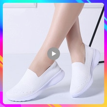 Women flat slip on loafers woman super light mesh white sneakers breathable nurse shoes walking shoes for women sock shoes 3366