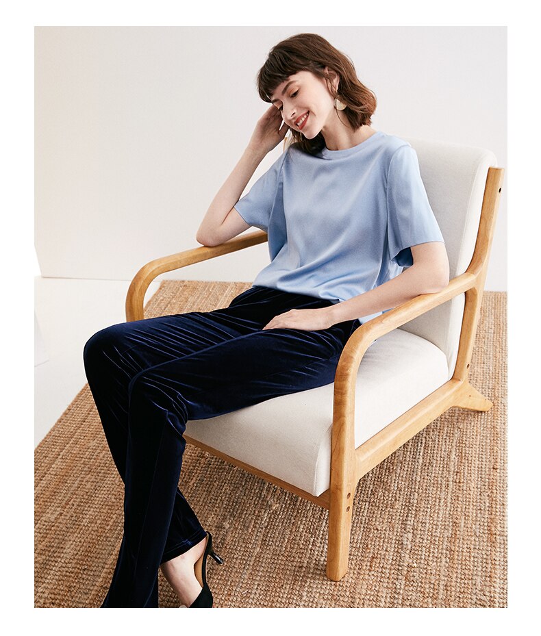 Women long sleeve O-Neck Loose Straight Shirt Casual Shirts
