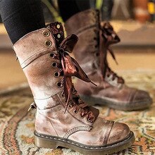 Women's Boots Double Features Mid-Calf Boots Spring/Autumn Flowers Sturdy Sole Punk Rubber boots for women Autumn