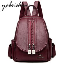 Women's Double braided zipper backpack women leather traveling backpack Lady school bag Mochilas mujer Girls Preppy Sac a Dos