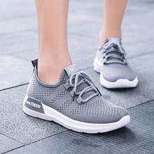 Women's Running Shoes Knitting Lace Up Solid Shallow Casual Woman Sneakers Comfortable Wedge Shoes Girls Non Slip