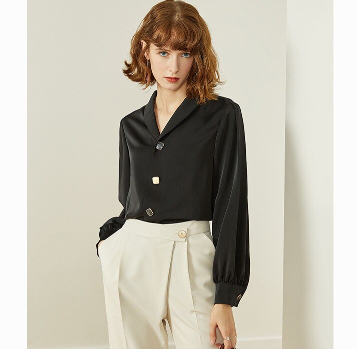 Women's Shirt 2020 Spring New Chiffon Long Sleeve Professional Commuter White V-Neck Shirt