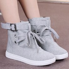 Women's canvas shoes solid simple style women vulcanize sneakers lace-up High top height increasing non-slip 2019 new fashion