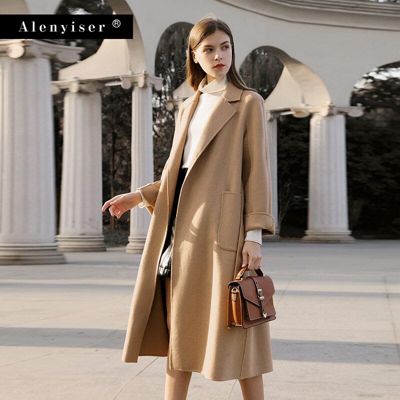 Women's coat double-sided wool coat women winter 2020 long woolen coat loose fashion woolen coat red coat plus long coat women