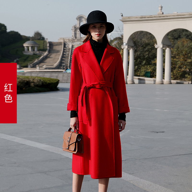 Women's coat double-sided wool coat women winter 2020 long woolen coat loose fashion woolen coat red coat plus long coat women