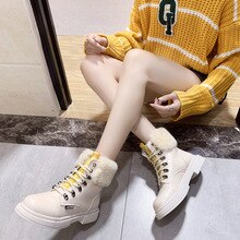 Women's fashion casual shoes plus velvet warm ladies boots high-top comfortable snow boots soft leather nonslip wild trend white