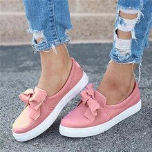 Women's shoes Pink Sneakers Butterfly-knot Loafers slip-ons Light Weight White Sneakers Woman Ladies Casual Shoes