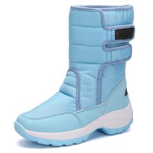 Women's snow boots Mid calf Rubber Warm winter shoes female Wear resistant Antiskid Waterproof Plush Platform boots women